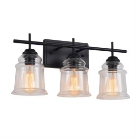 3-Light With Clear Glass Satin Shade,Unique Hand-make Lampshade, Industrial Indoor Light Fixture For Bathroom Living Room Bedroom Over Kitchen Sink,E2