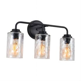3-Light With Clear Glass Glacier Shade,Unique Hand-make Lampshade, Industrial Indoor Light Fixture For Bathroom Living Room Bedroom Over Kitchen Sink,