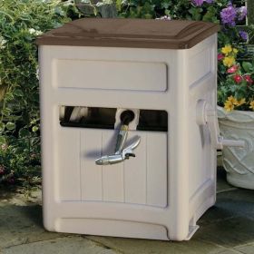 225 Foot Smart Trak Hose Hideaway Yard Storage Holder Bin, Light Taupe