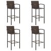 5 Piece Patio Bar Set Brown Poly Rattan