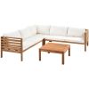 GO Wood Structure Outdoor Sofa Set with beige Cushions Exotic design Water-resistant and UV Protected texture High quality acacia wood Strong Metal Ac