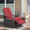 Outdoor Patio Rattan Wicker Swivel Recliner Chair;  Adjustable Reclining Chair 360¬∞ Rotating with Water Resistant Cushions