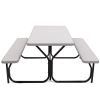 All Weather Outdoor Picnic Table Bench Set with Metal Base Wood