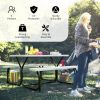 All Weather Outdoor Picnic Table Bench Set with Metal Base Wood