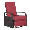 Outdoor Patio Rattan Wicker Swivel Recliner Chair;  Adjustable Reclining Chair 360¬∞ Rotating with Water Resistant Cushions
