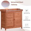 Outdoor 39" Potting Bench Table; Rustic Garden Wood Workstation Storage Cabinet Garden Shed with 2-Tier Shelves and Side Hook