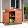 Outdoor 39" Potting Bench Table; Rustic Garden Wood Workstation Storage Cabinet Garden Shed with 2-Tier Shelves and Side Hook