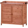 Outdoor 39" Potting Bench Table; Rustic Garden Wood Workstation Storage Cabinet Garden Shed with 2-Tier Shelves and Side Hook